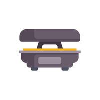 Electric contact grill with open lid showing heating elements for making sandwiches and paninis vector