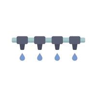 Irrigation system watering plants with water drops falling down vector