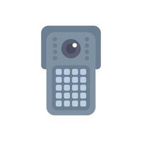 Modern intercom device with camera and buttons is hanging on wall vector