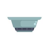 Modern smoke detector hanging on ceiling detecting smoke vector