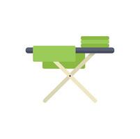 Ironing board with folded clothes on white background vector