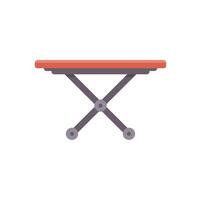 Ironing board with folding legs standing on white background vector