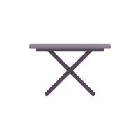Empty ironing board standing on x shaped legs isolated on white background vector