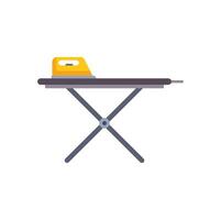 Yellow iron resting on empty ironing board vector