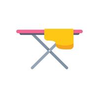 Ironing board with yellow cloth hanging on white background vector