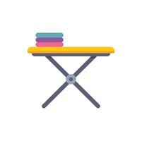 Ironing board with stack of clothes waiting to be ironed vector