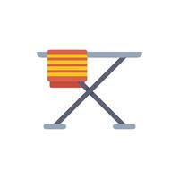 Empty ironing board with striped towel hanging on side vector
