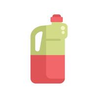 Green and red plastic detergent bottle with red cap flat style icon vector