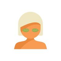 Woman relaxing with cucumber face mask at spa vector