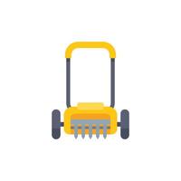 Yellow scarifier machine for lawn aeration with rotating blades vector