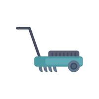 Manual cultivator tilling soil in flat design style vector