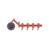Red disc harrow cultivator preparing land for sowing in springtime on the farm vector
