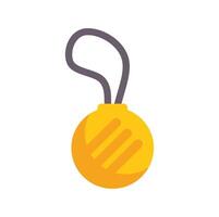 Yellow christmas bauble hanging with a grey string on white background vector