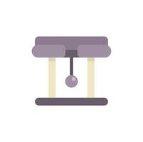 Grey cat scratching post with hanging ball toy icon vector