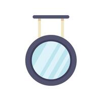 Round wall mirror hanging on two strings reflecting light vector