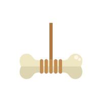 Big bone hanging from a rope on white background vector