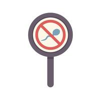 Round sign forbidding sperm fertilization presenting infertility problem vector