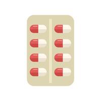 Blister pack containing red and white capsules is lying on surface vector