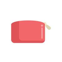 Red cosmetic bag showing open zipper on white background vector