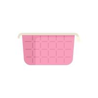 Empty rectangular pink plastic basket with handles isolated on white background vector