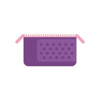 Purple cosmetic bag with pink zipper open showing inside lining vector