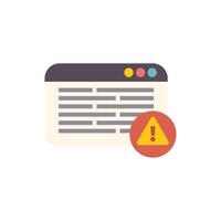 Browser window displaying error message with alert symbol, internet security concept vector