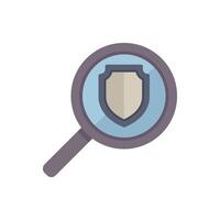 Magnifying glass focusing on security shield icon vector