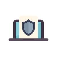 Laptop displaying security shield icon for data protection vector
