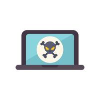 Laptop showing skull and crossbones warning sign vector