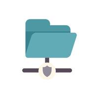 Secure folder sharing through network connection with shield protection icon vector