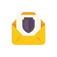 Yellow open email envelope containing shield icon for secure email marketing concept vector