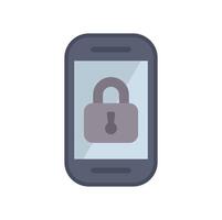 Mobile phone displaying security padlock icon for digital protection vector