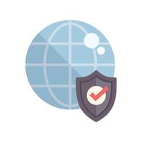 Shield protecting globe showing concept of global security vector