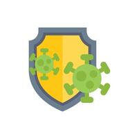 Immune system protecting from virus cells with shield icon vector