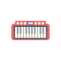 Red synthesizer creating electronic music with keyboard vector