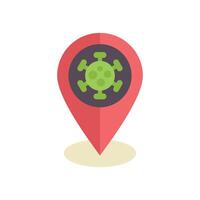 Red location pin pointing virus or bacteria icon vector