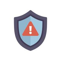 Security shield showing warning sign for protection against attack vector