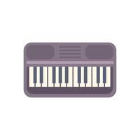 Gray synthesizer featuring black and white keys for playing music vector