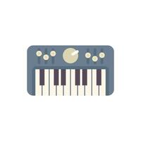 Digital synthesizer featuring keys and control knobs for music production vector