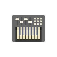 Digital synthesizer showing keys and control knobs for music production vector