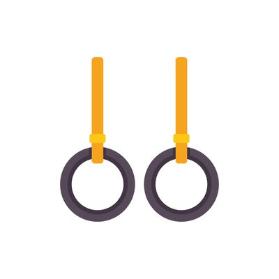 Pair of gymnastic rings hanging on white background