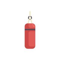 Red punching bag hanging on white background vector