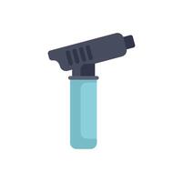 Handheld gas burner torch producing blue flame for cooking vector