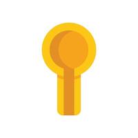 Golden keyhole shining on white background vector