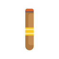 Cuban cigar with label is burning slowly on white background vector