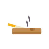 Lit cigarette resting on ashtray with smoke rising vector