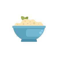 Blue bowl overflowing with delicious couscous garnish with cilantro vector