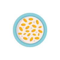 Bowl of cereal with milk from above depicting breakfast vector