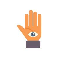 Open hand showing eye on palm symbol flat icon design vector