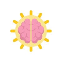 Brain working at full power with sun shape design vector